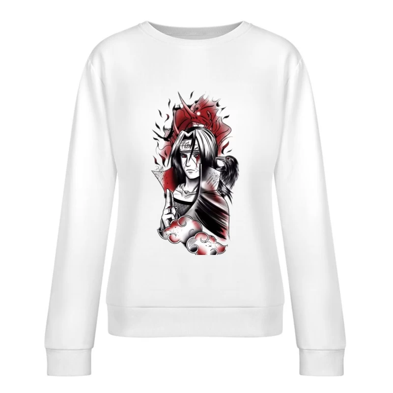 Kunstwerk von Ninja Krieger mit Krähe Damen Pullover Sweatshirt