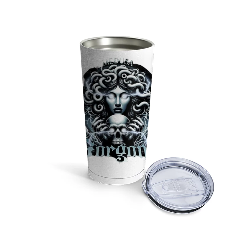 Dark Gothic Medusa with Skull and Lightning Travel Mug