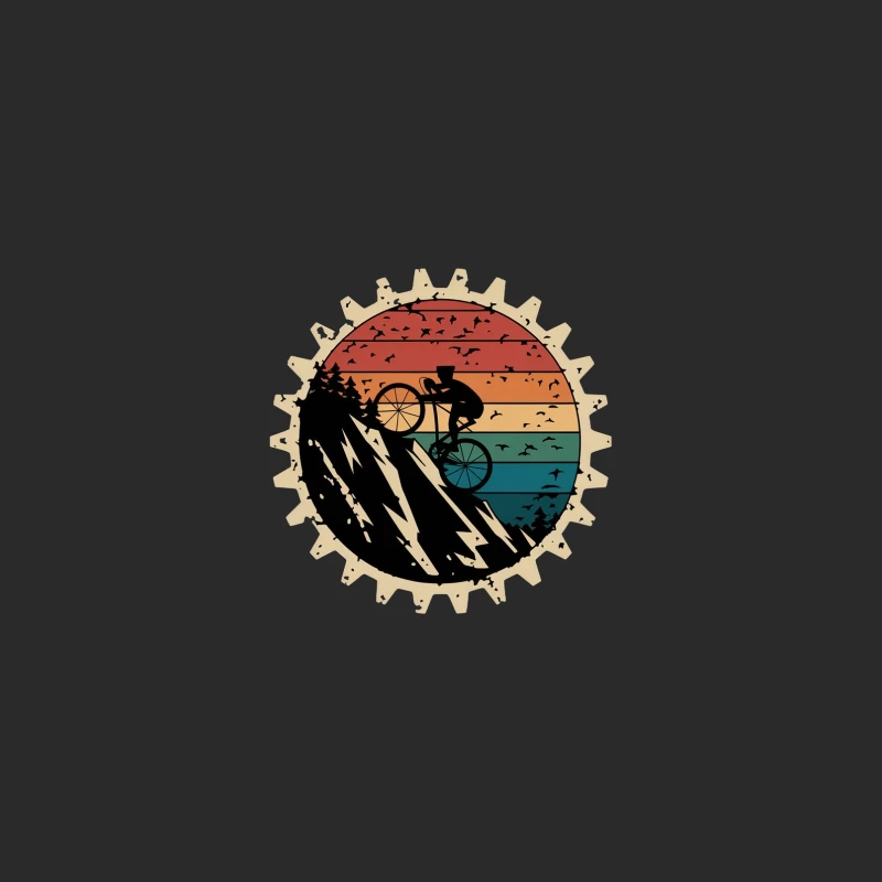 Retro Mountain Biking Silhouette at Sunset Baseball Cap