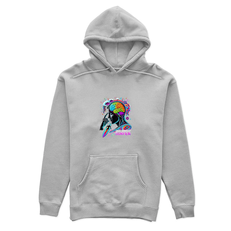 Psychedelic Surfer Brain Wave Art Female Pullover Hoodie