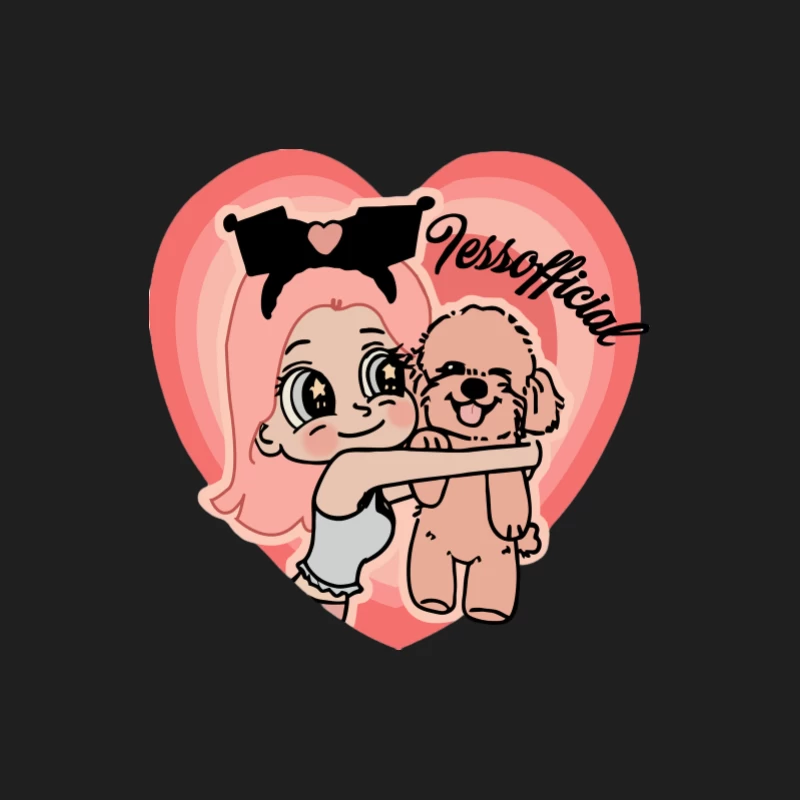 Fille Cartoon mignonne avec chien Homme Débardeur