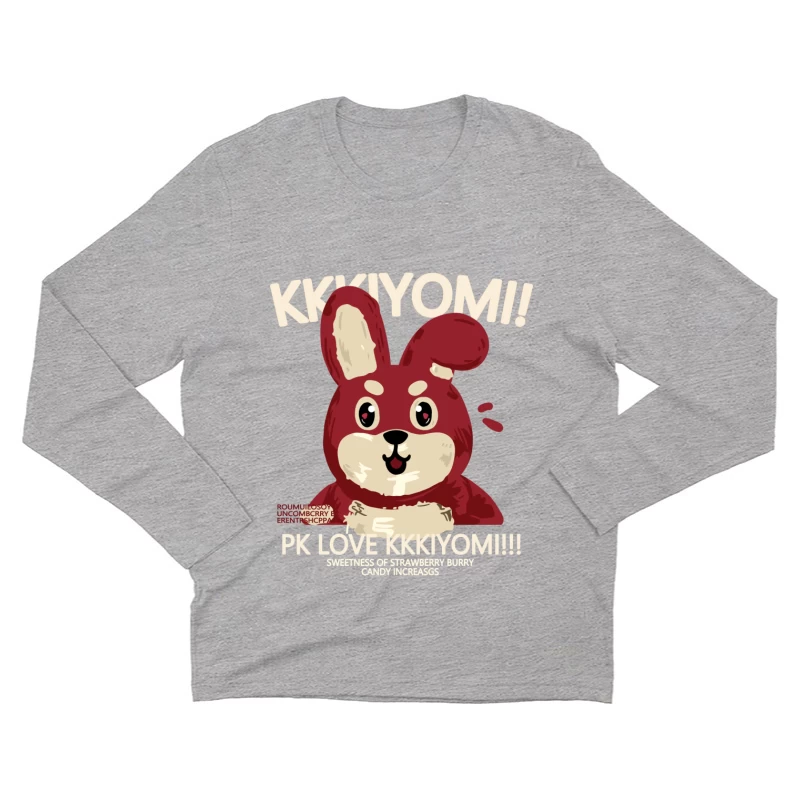 Niedlicher roter Hase mit Süßigkeiten Herren Langarm T-Shirt