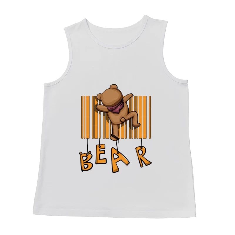 Teddybär auf Barcode Hintergrund Herren Tanktops