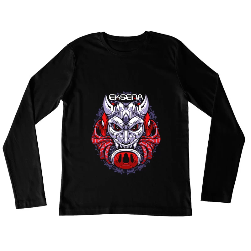 Fantasy Demon Mask Illustration Female Long Sleeve T-Shirt