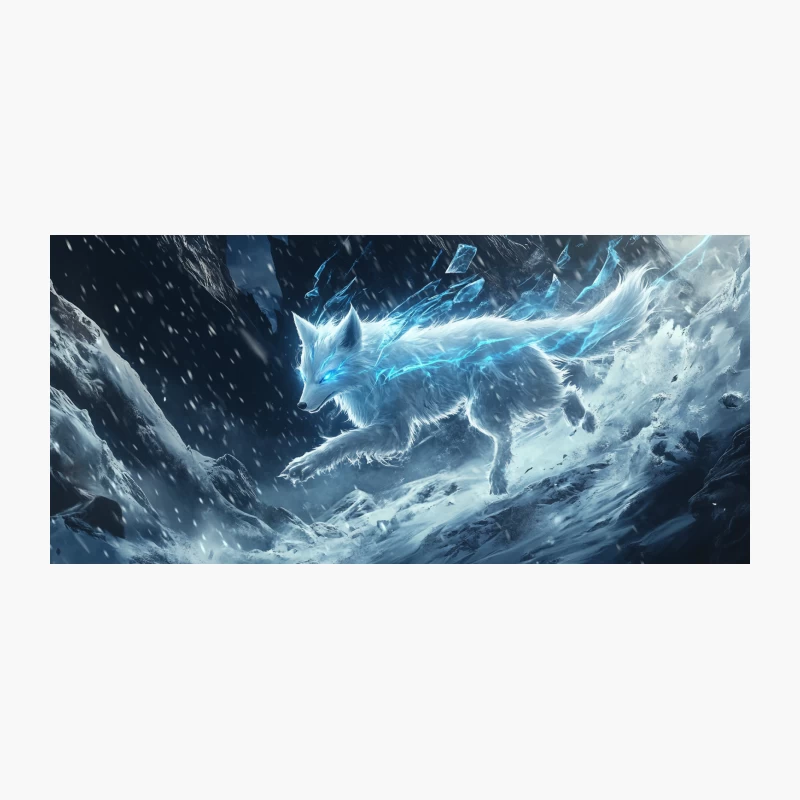 Ethereal Winter Wolf: A Glowing Spirit Animal in Snowy Fantasy Landscape Coffee Mug
