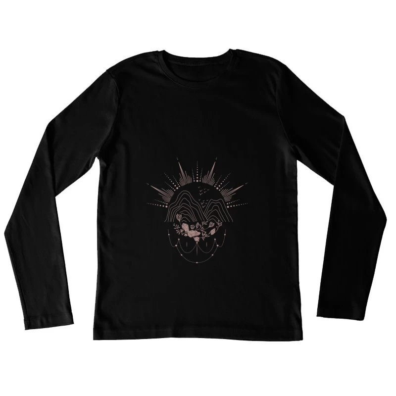 Mandaladesign mit Bergen und Blumen Damen Langarm T-Shirt