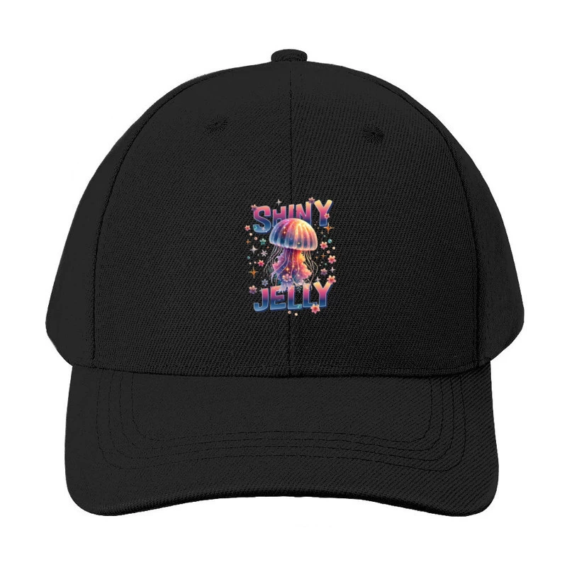 Shiny Jelly: Whimsical Watercolor Jellyfish Typography Art Baseball Cap