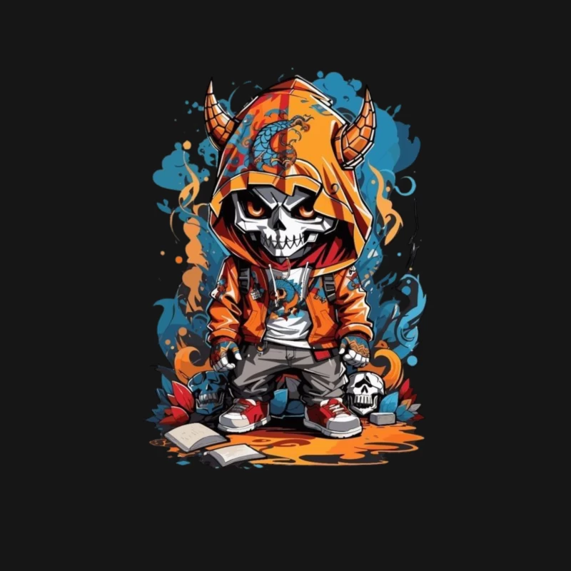 Urban Skull Cartoon Art Male Long Sleeve T-Shirt