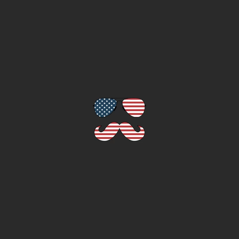 Patriotic American Flag-Themed Sunglasses and Mustache Baseball Cap