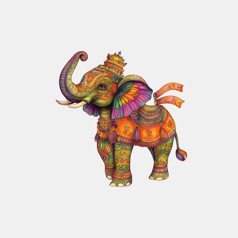Vibrant Fantasy Elephant in Ornate Indian-Inspired Style Male Tank Top