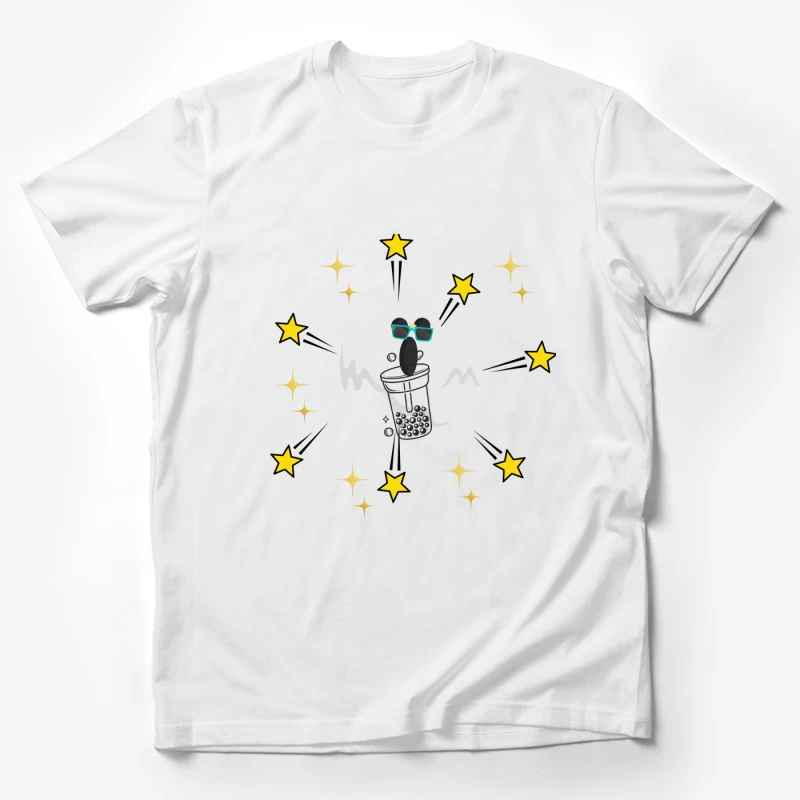 Cool Ghost Drinking Boba Tea with Stars Male T-Shirt