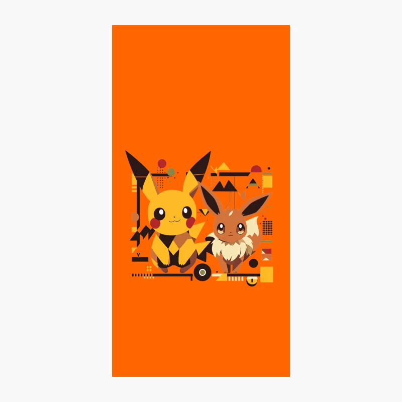 Adorable Pokemon Duo: Pikachu and Eevee in Geometric Art Style iPhone Case