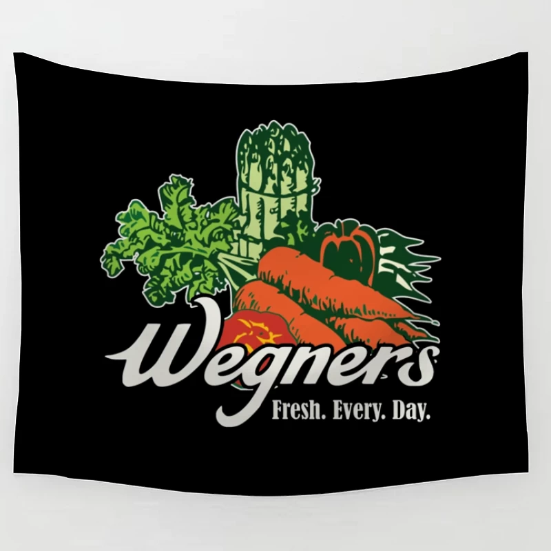 Wegner's Fresh Daily Vegetable Market Logo Tapestry