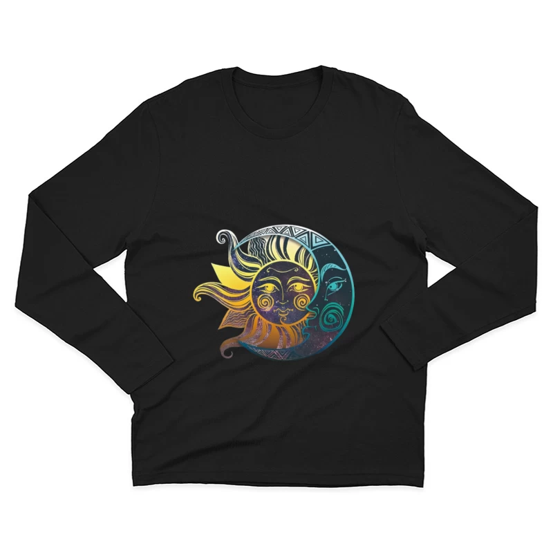 Sonne und Mond Kunst Herren Langarm T-Shirt