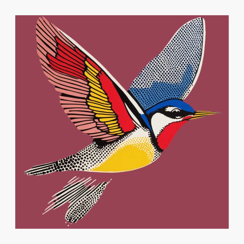 Vibrant Geometric Bird Illustration in Flight Pin