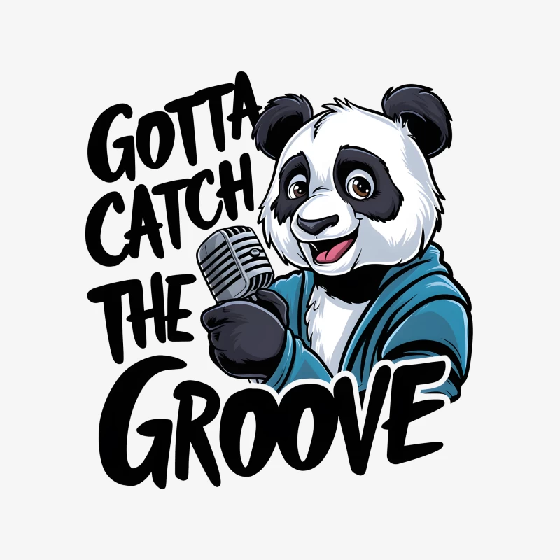 Cartoon Panda Singing into Microphone: Gotta Catch the Groove Female Pullover Sweatshirt