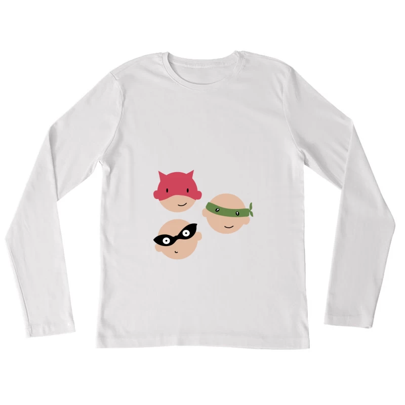 Visages de Super-héros Amusants Femme Manches Longues T-Shirt