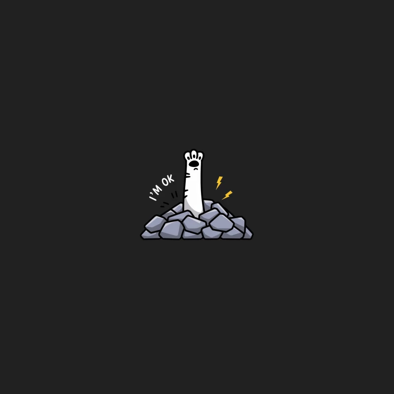 Cute Cartoon Paw Emerging from Rock Pile with Lightning Bucket Hat