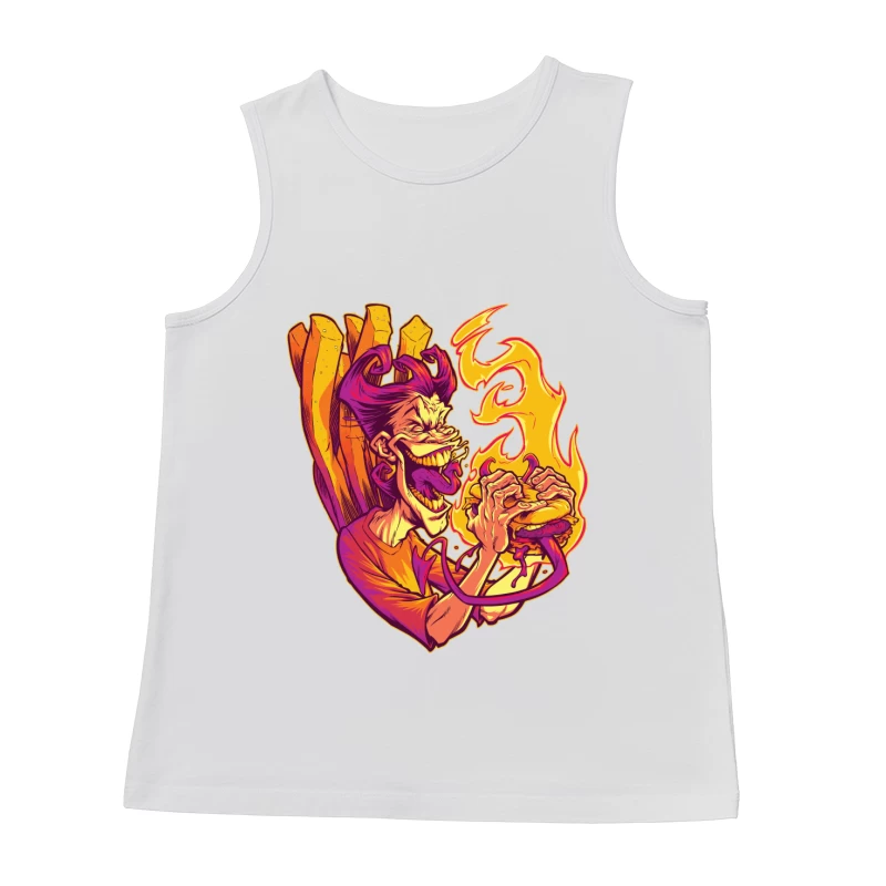 Flaming Burger Delight Male Tank Top