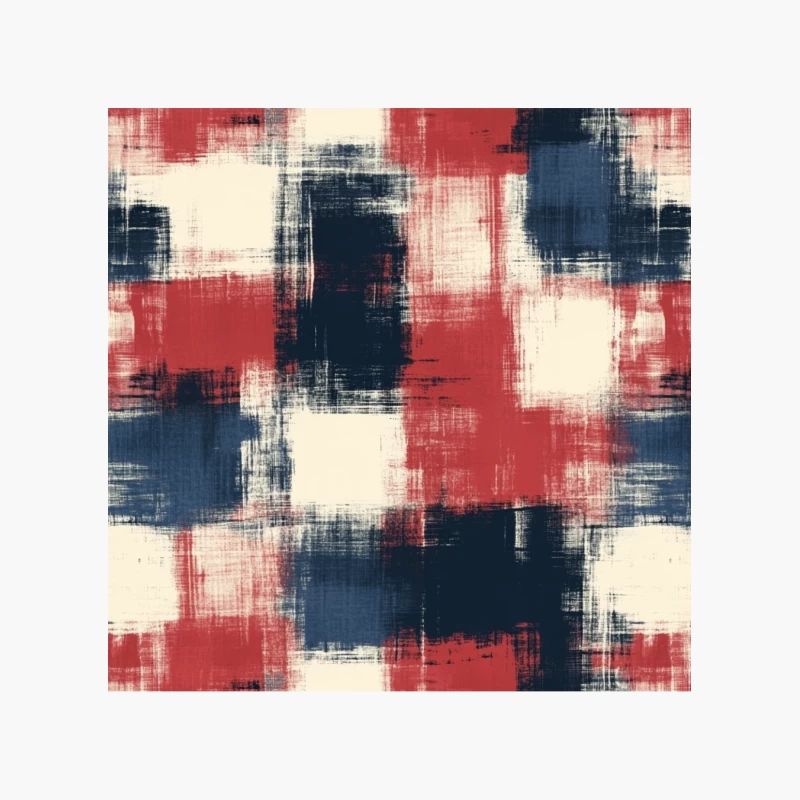 Abstract Red, White, and Blue Brushstroke Pattern Cotton Tote Bag