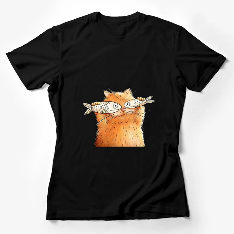 Illustration de chat avec des poissons Femme T-Shirt
