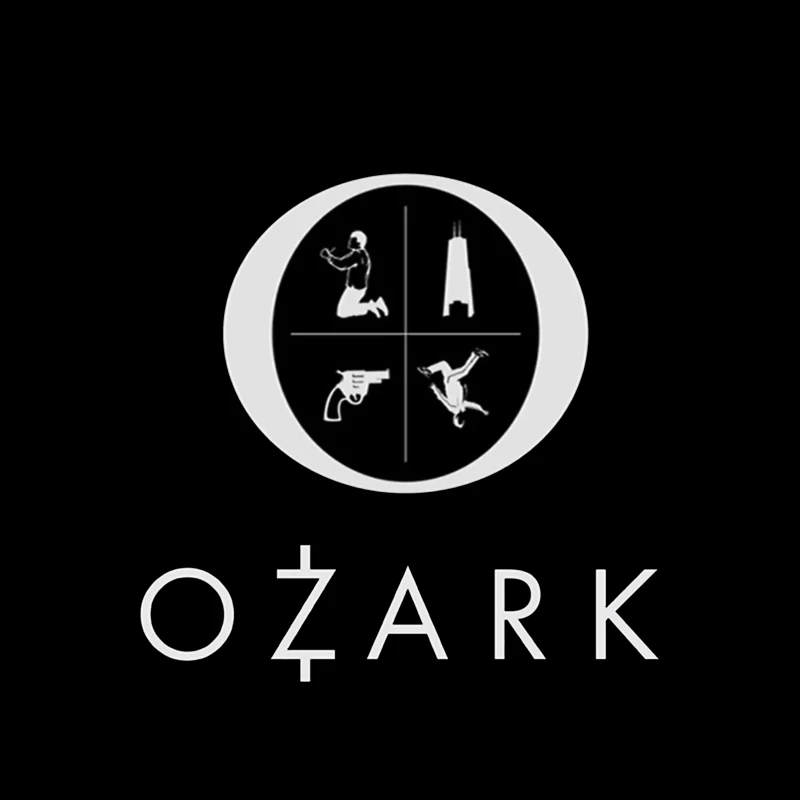 Ozark TV Series Logo with Symbolic Elements Tapestry