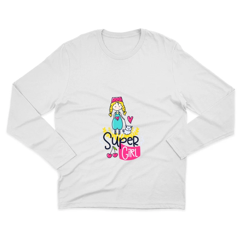 Fille Super avec Chaton et Coeur Homme Manches Longues T-Shirt