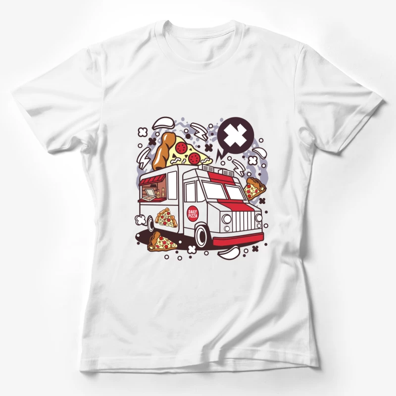 Camion de pizza illustré Femme T-Shirt