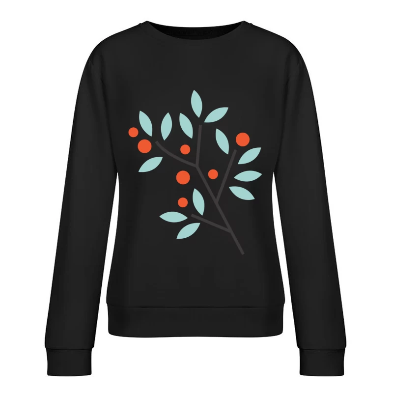 Branche stylisée avec baies rouges Femme Sweat-shirt à enfiler