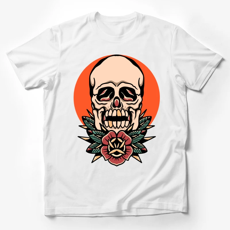 Skull with Floral Design Male T-Shirt