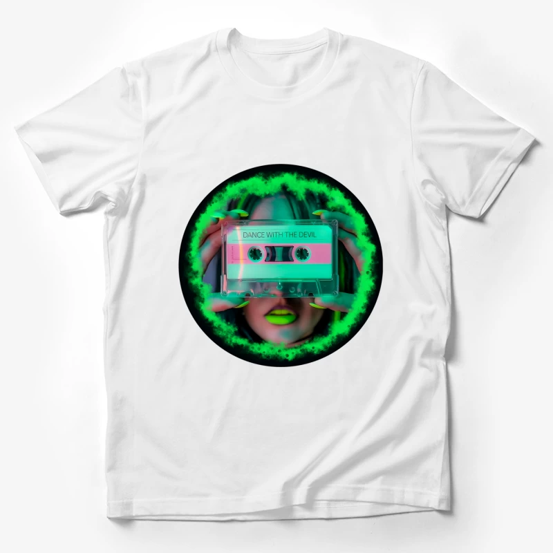 Neon Retro Cassette: Dance with the Devil Male T-Shirt