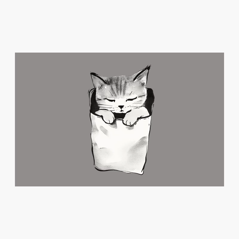 Sleepy Cat Illustration: Cozy Ink Drawing of Cute Feline Travel Mug