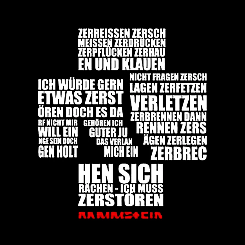 Rammstein Typography Art with German Text on White Background Pin