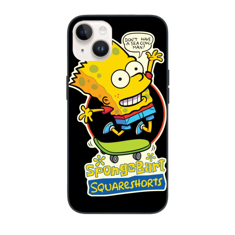 SpongeBart Squareshorts Skateboarding Character iPhone Case