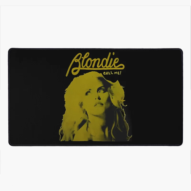 Vintage Blondie "Call Me" Album Cover in Yellow Monochrome Desk Mat