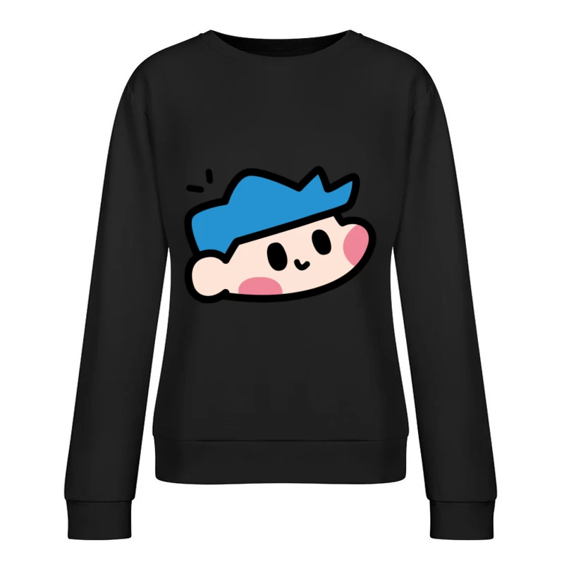 Niedliche Cartoon-Charakter mit blauem Hut Damen Pullover Sweatshirt
