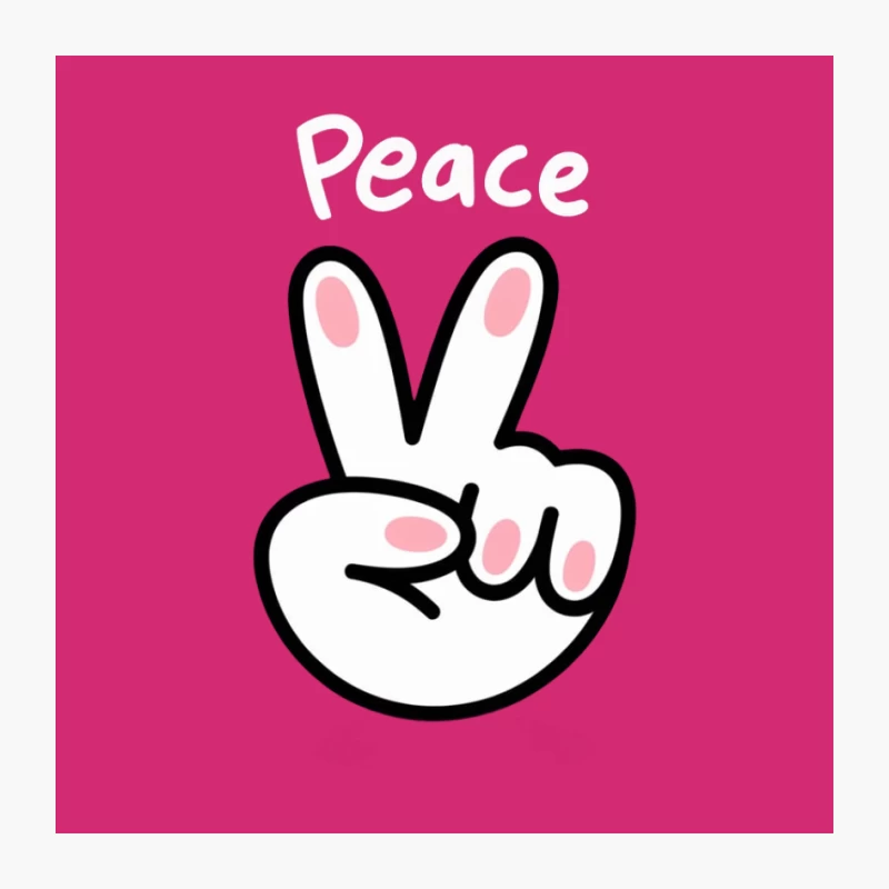 Cute Cartoon Peace Sign with Bunny Ears Pin