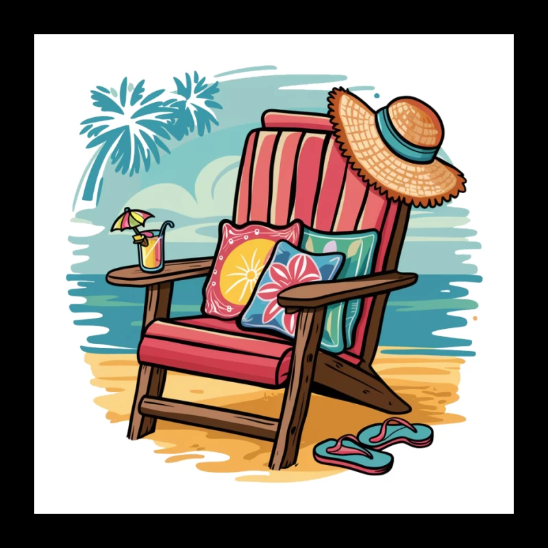 Relaxing Beach Chair Setup with Summer Accessories Pin