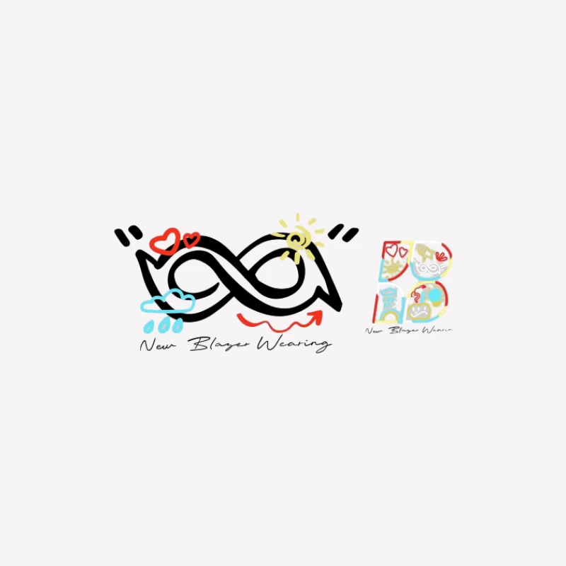 Logo artistique ludique avec symboles météorologiques et cœurs Femme T-Shirt