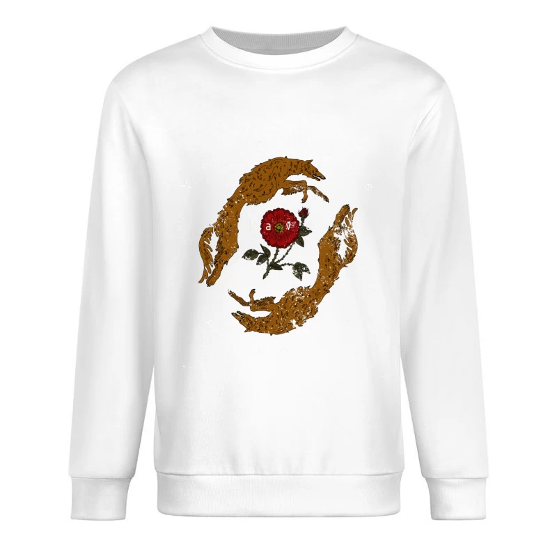 Art Symétrique avec Renards et Fleur Homme Sweat-shirt à enfiler