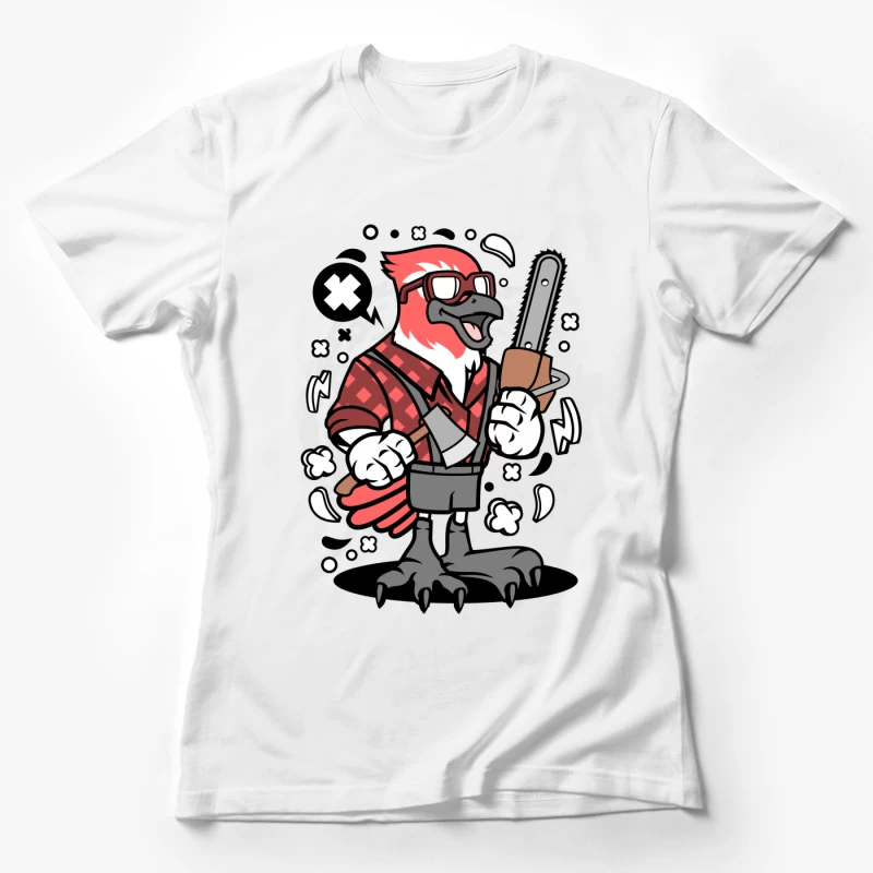 Oiseau bûcheron avec une tronçonneuse Femme T-Shirt