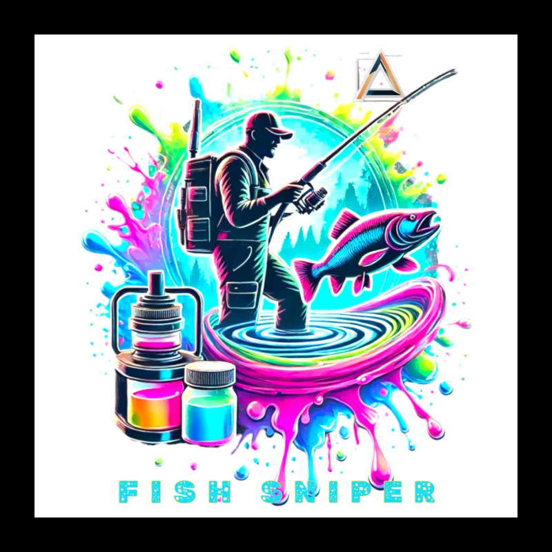 Colorful Fish Sniper: Vaping and Fishing Art Pin