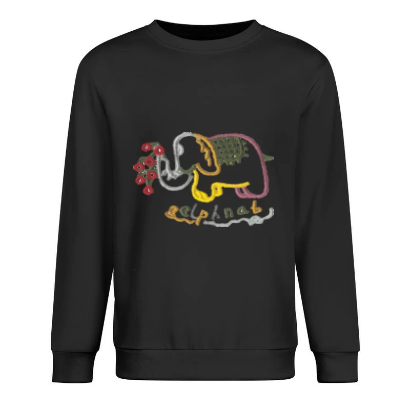 Elefant mit Blumenstickerei Herren Pullover Sweatshirt