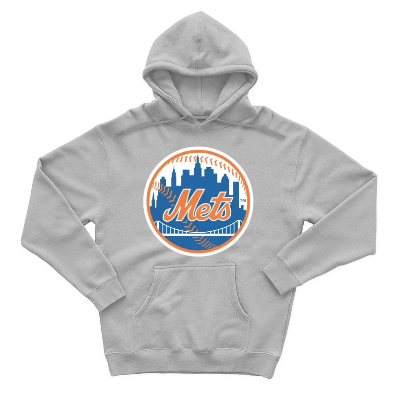 New York Mets MLB Baseball Team Logo with City Skyline Male Pullover Hoodie