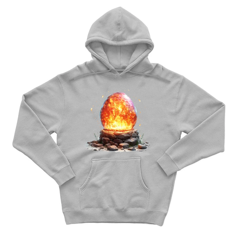 Mystical Fire Orb on Ancient Stone Altar Male Pullover Hoodie