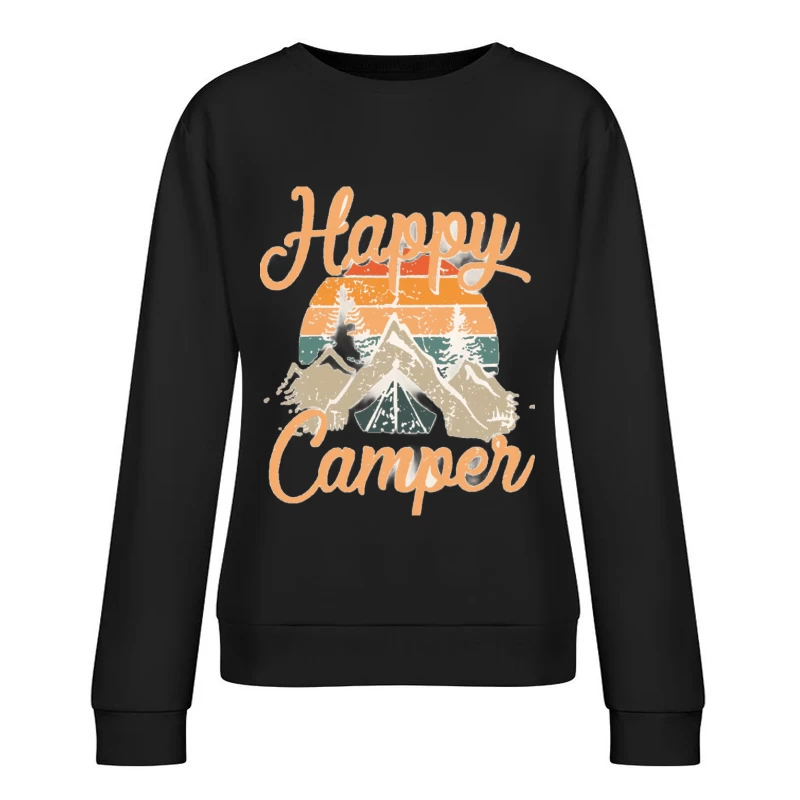 Glücklicher Camper Design mit Bergen und Sonnenuntergang Damen Pullover Sweatshirt