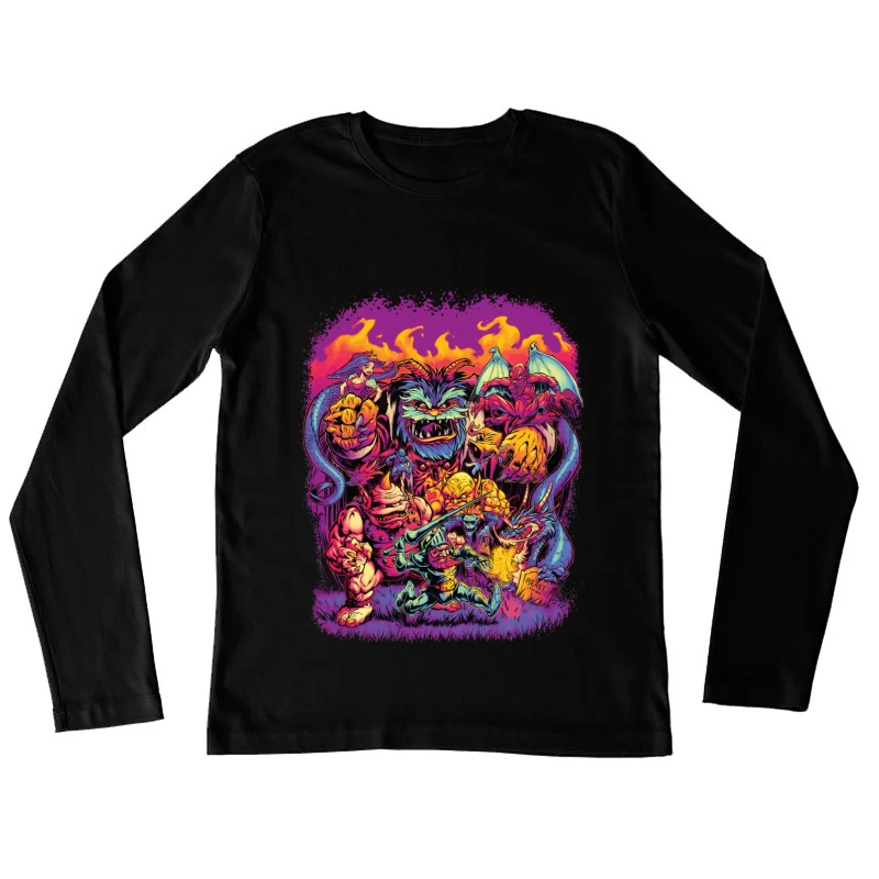 Epic Fantasy Battle with Colorful Monsters Female Long Sleeve T-Shirt