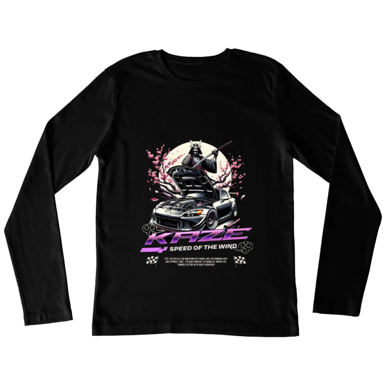 Samurai Warrior Honda S2000 with Cherry Blossoms in Anime Style Female Long Sleeve T-Shirt