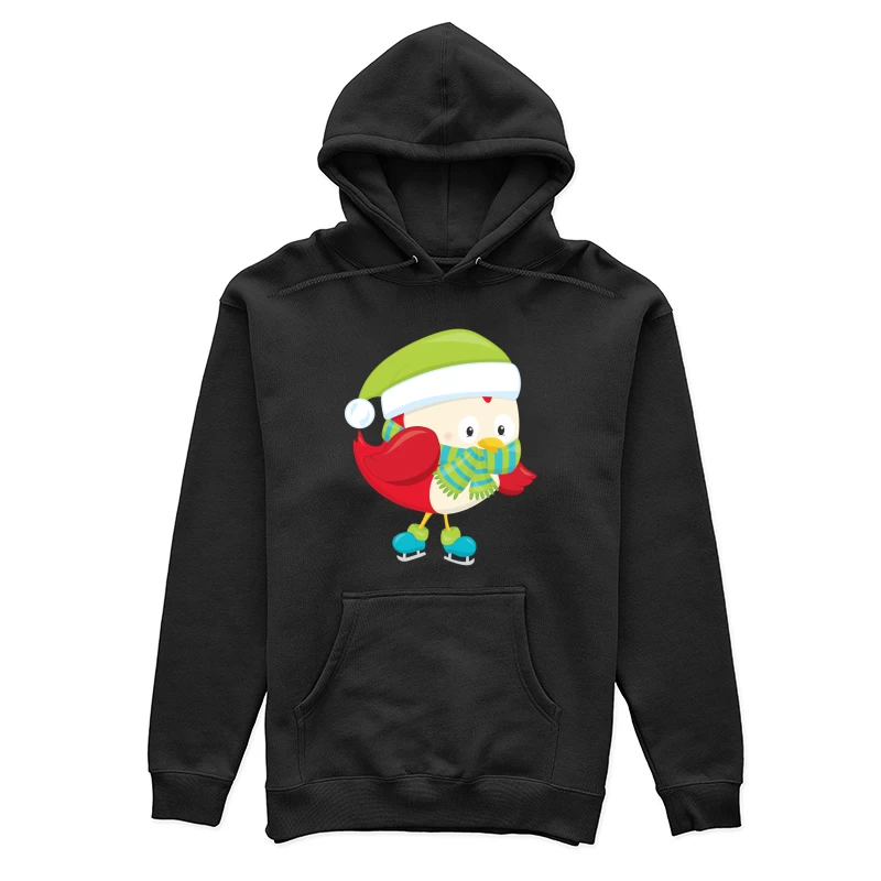 Oiseau mignon avec bonnet et écharpe en patinage Femme Sweat à capuche