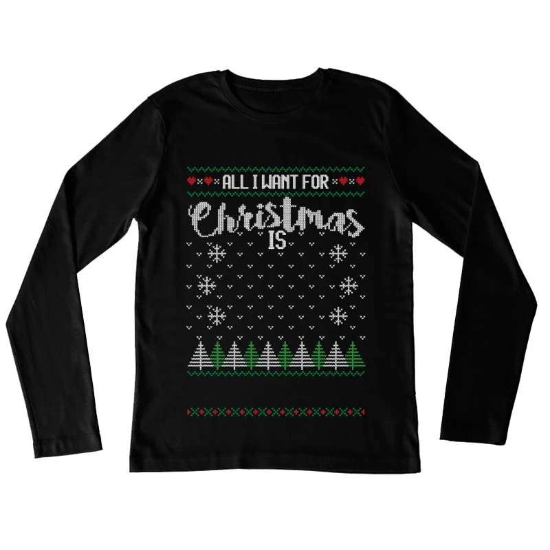 Design de Noël avec sapins et flocons Femme Manches Longues T-Shirt